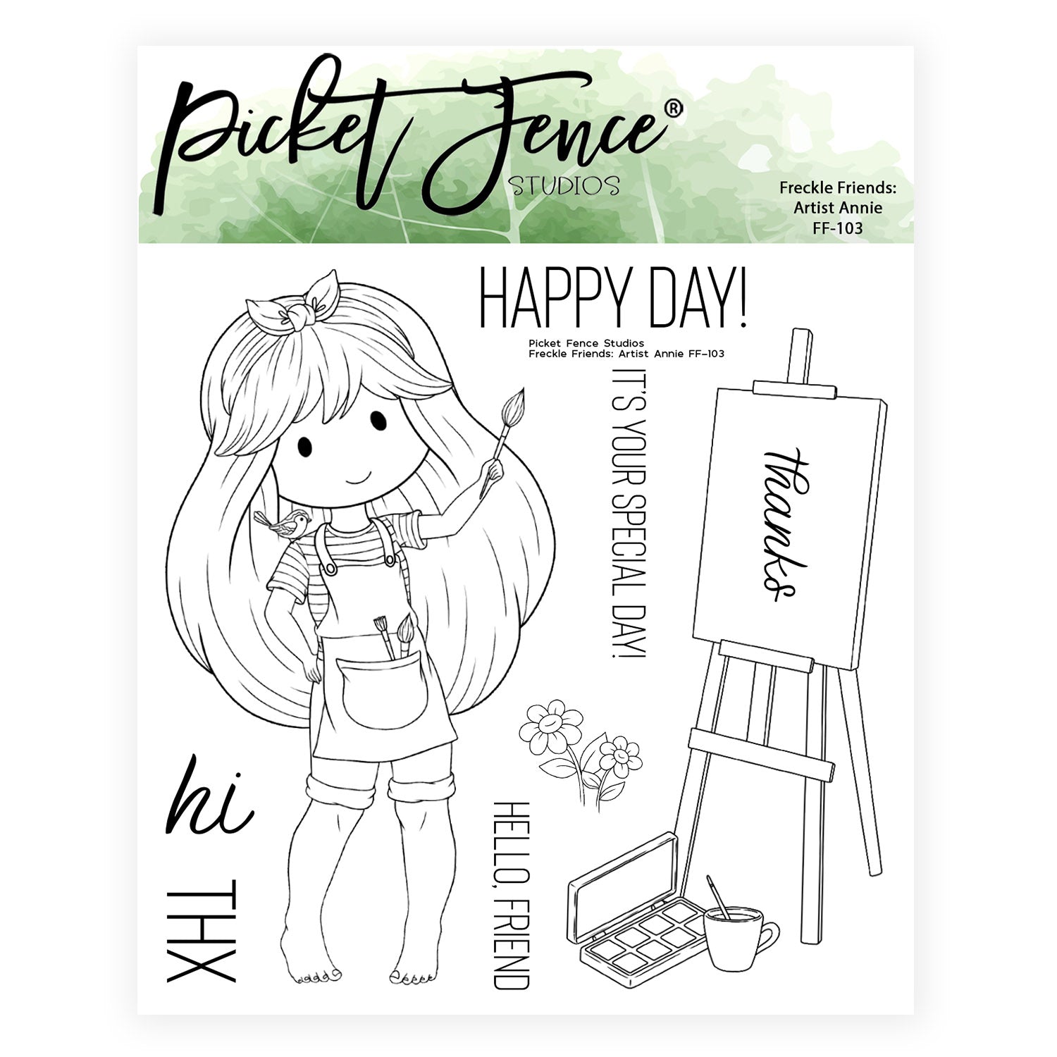 Freckle Friends: Artist Annie with Coordinating Die – Picket Fence