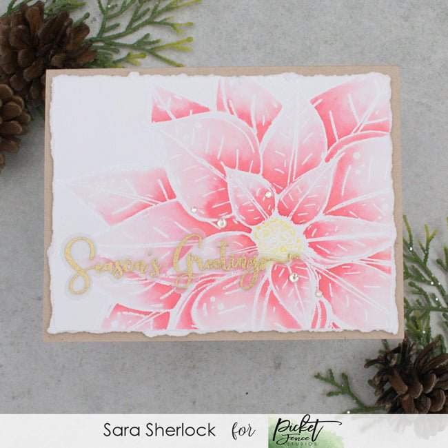 Poinsettia, December Flower Stamp Sticker – Penny Post, Alexandria VA