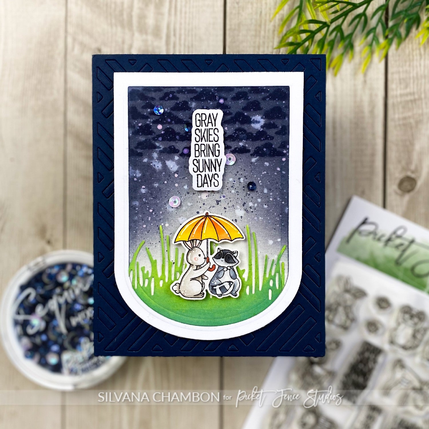 Gray skies bring sunny days card