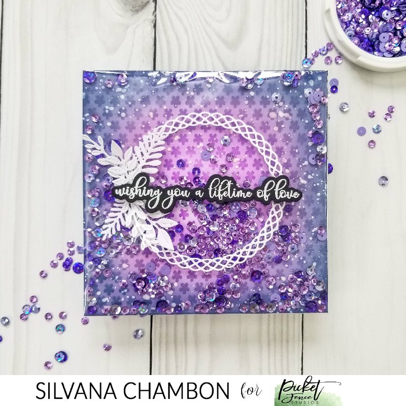 A lifetime of love shaker card - Picket Fence Studios