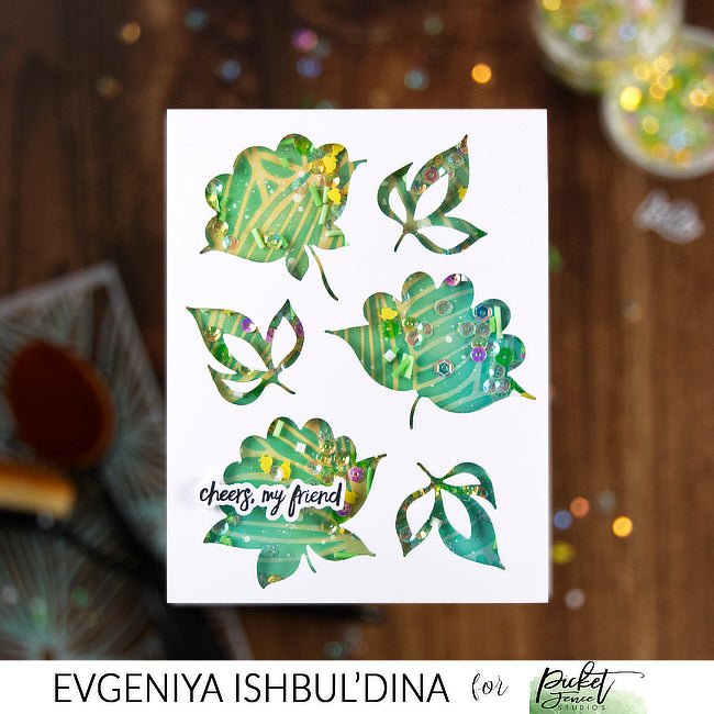 Chicks in Grass Embellishments Shaker card - Picket Fence Studios