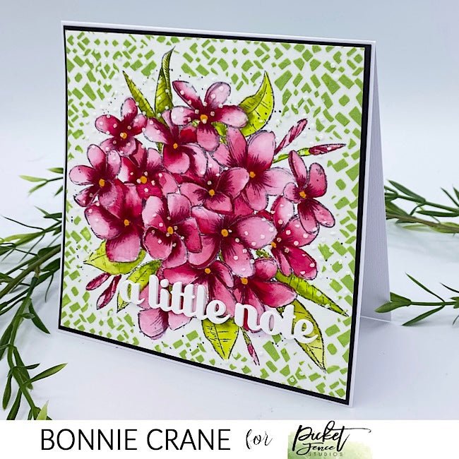 Combining Watercolour & Stencilling featuring Plumeria Rubra & Trapezoid Spiral - Picket Fence Studios