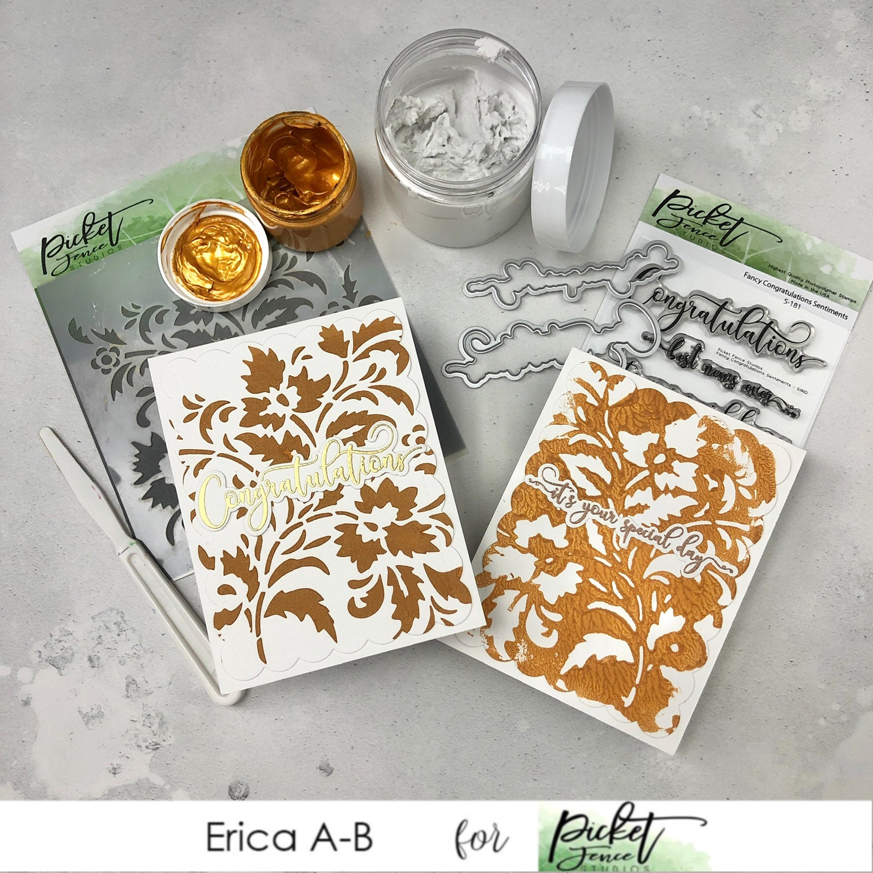 Elegant cards with Paper Glaze Enhancer by Erica – Picket Fence Studios