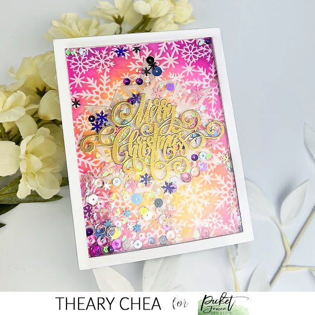 Falling Snowflakes Shaker Card by Theary Chea - Picket Fence Studios