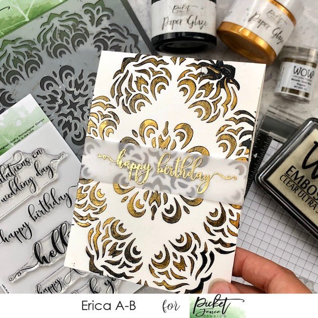 Fireburst Stencil in action with Erica - Picket Fence Studios
