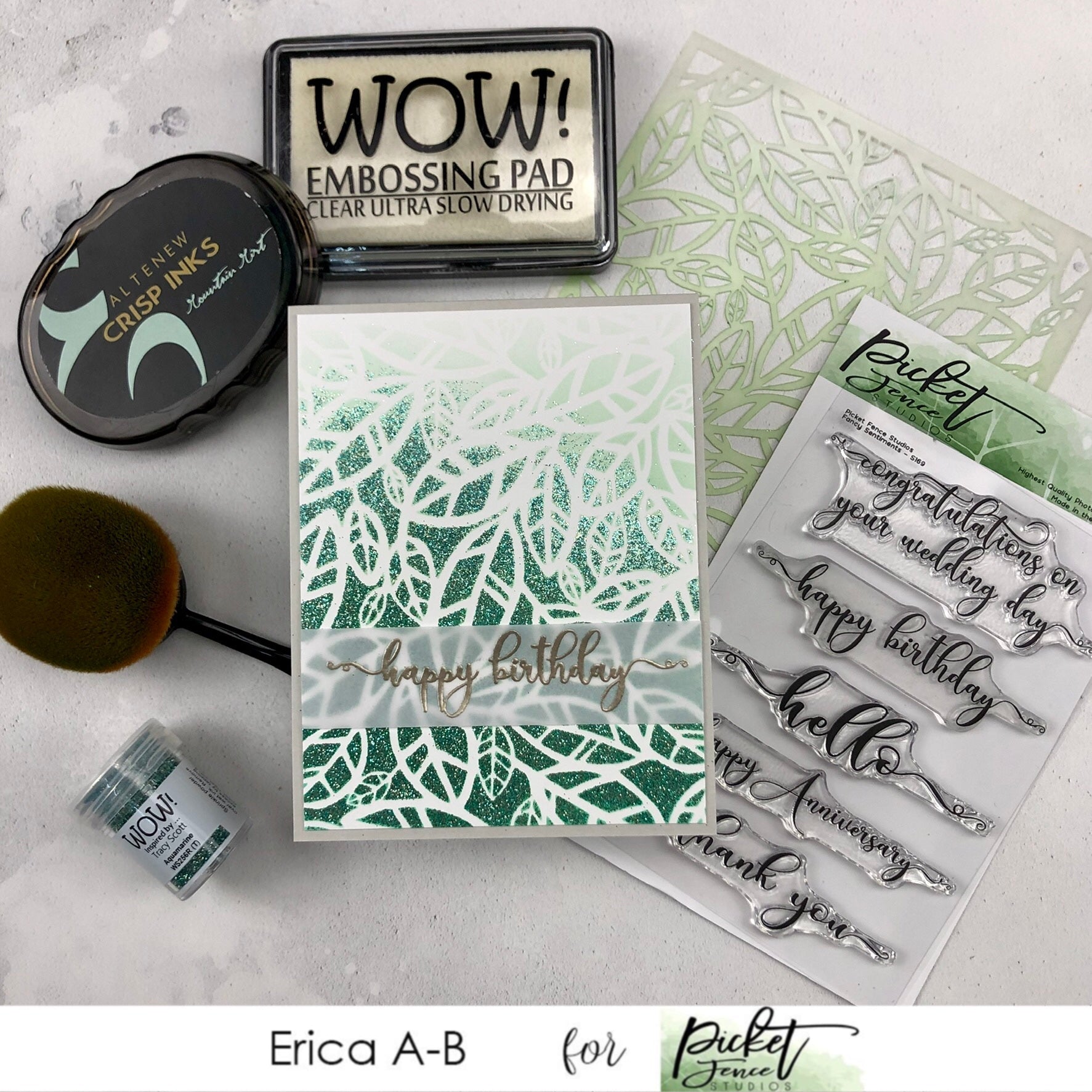 Funky Leaves Stencil cards, two ways, with Erica - Picket Fence Studios