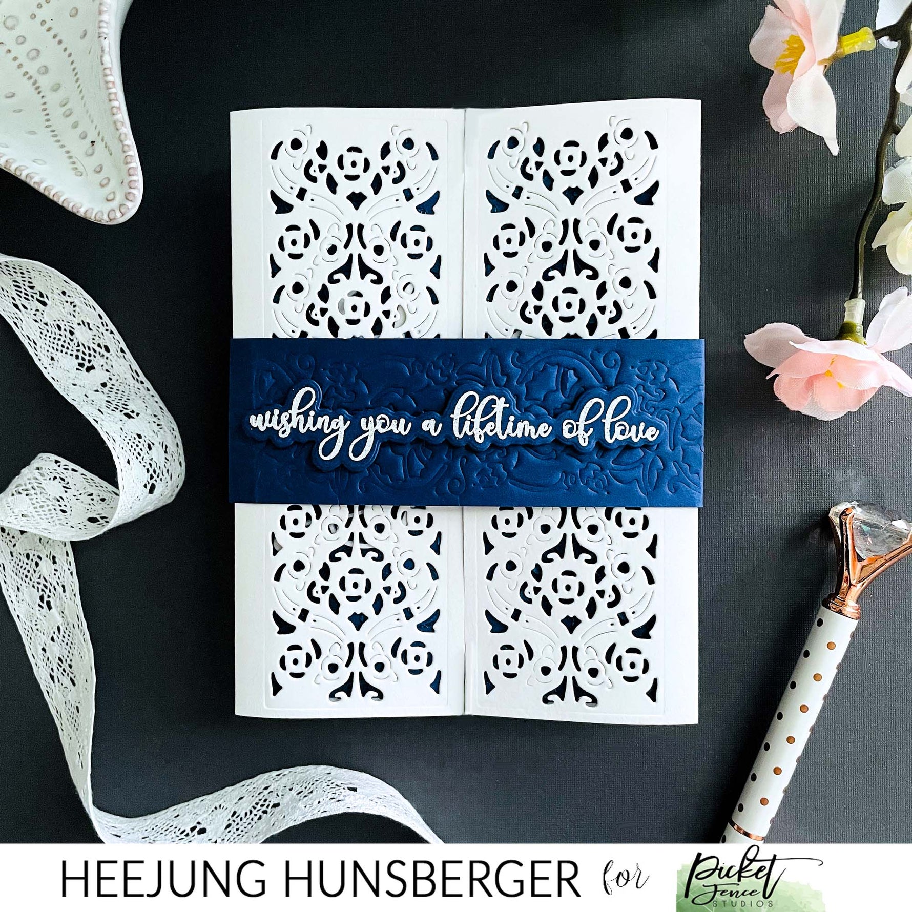 Gate Fold Wedding Card - Picket Fence Studios