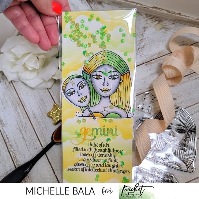 Gemini Girl Shaker Card - Picket Fence Studios