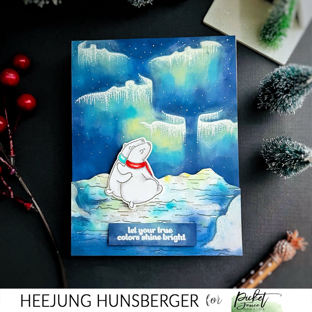 Glow in the Dark Northern Lights Card - Picket Fence Studios