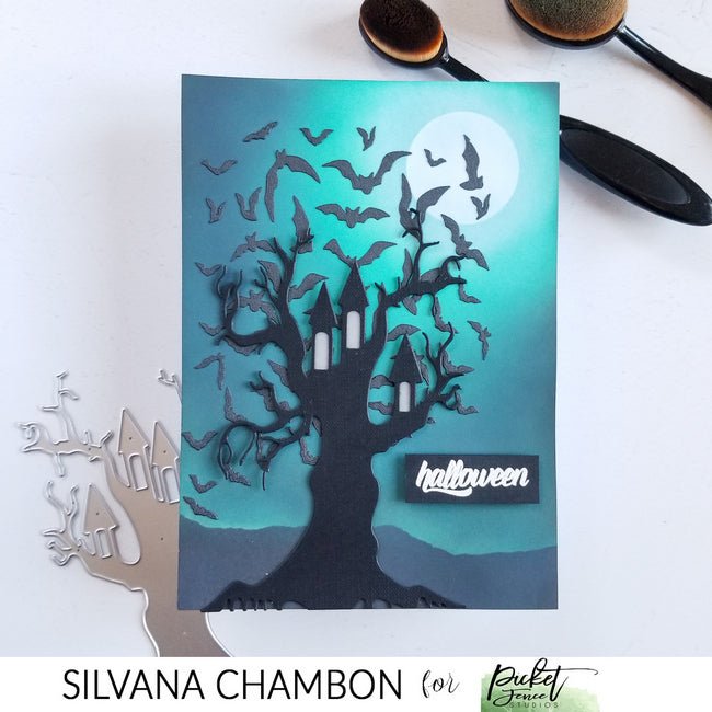 Halloween scene card - Picket Fence Studios