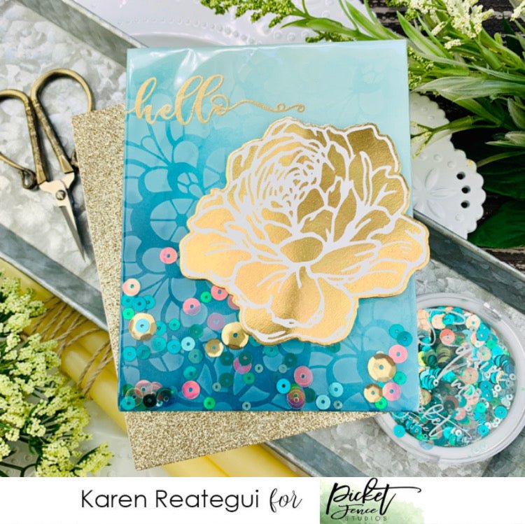 Hello Shaker Card with Karen Reategui - Picket Fence Studios