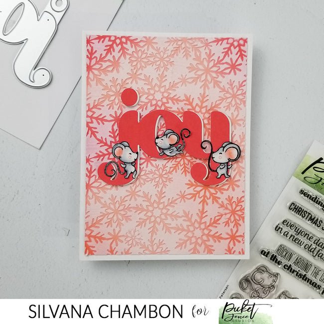 JOY card with Rockin around the Christmas Tree - Picket Fence Studios