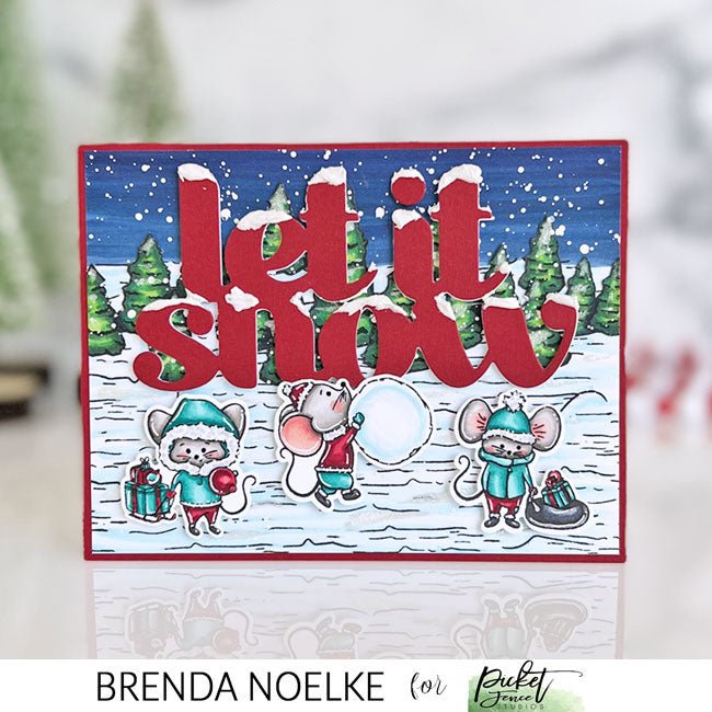 Let It Snow - Frolicking Winter Friends Scene - Picket Fence Studios