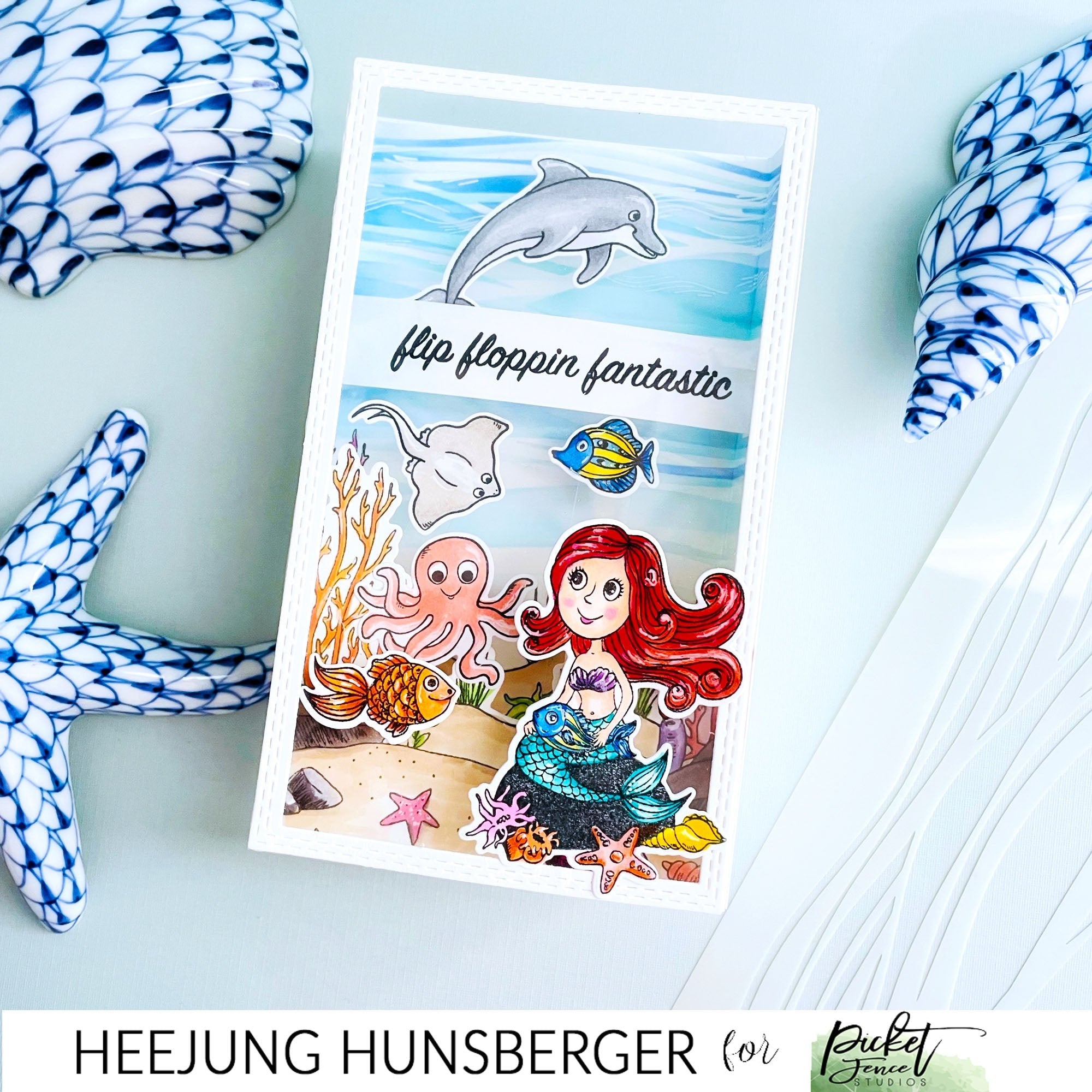 More of a Fishy Lot  Shadow Box Card - Picket Fence Studios