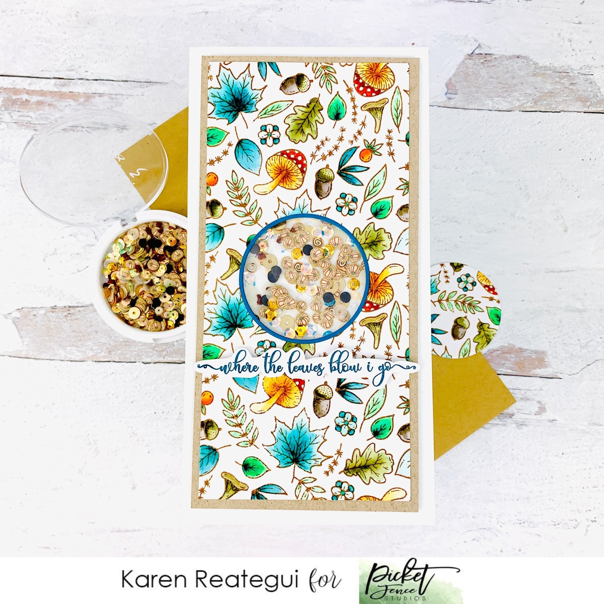 Non Traditional Colors for a Fall Shaker Card - Picket Fence Studios