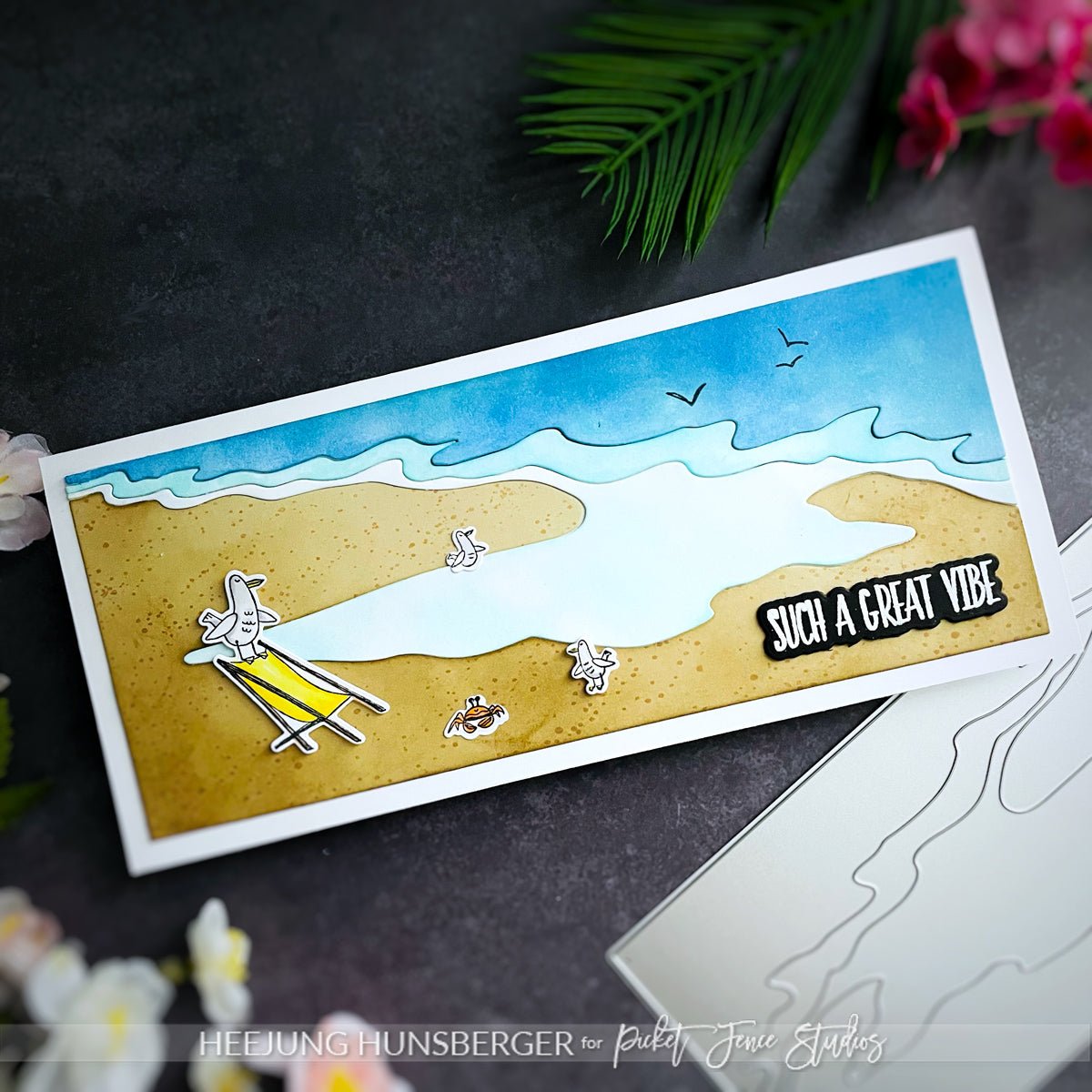 Seashore Slimline Card - Picket Fence Studios