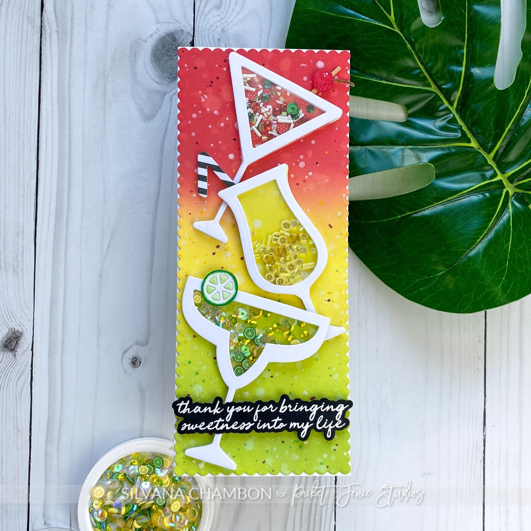 Shakers Cocktails Slimline Card - Picket Fence Studios