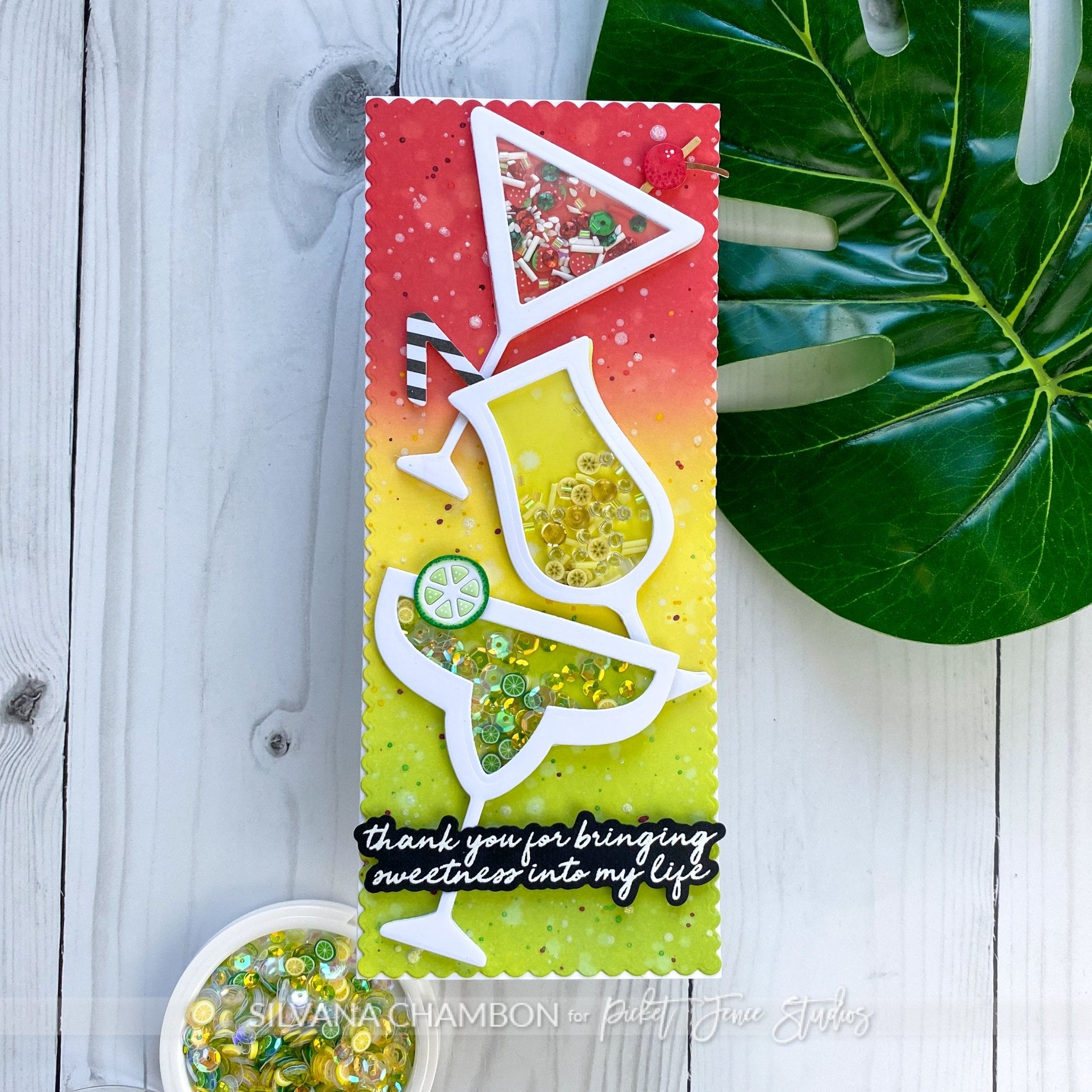 Shakers Cocktails Slimline Card - Picket Fence Studios