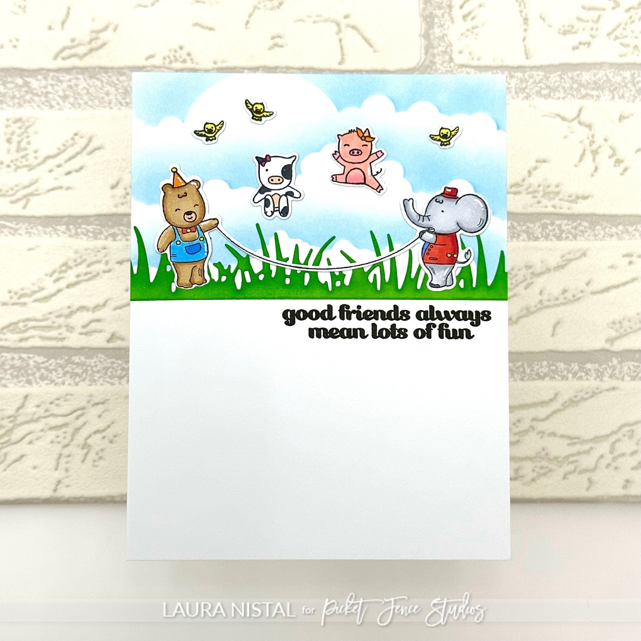 Skipping rope with friends by Laura - Picket Fence Studios