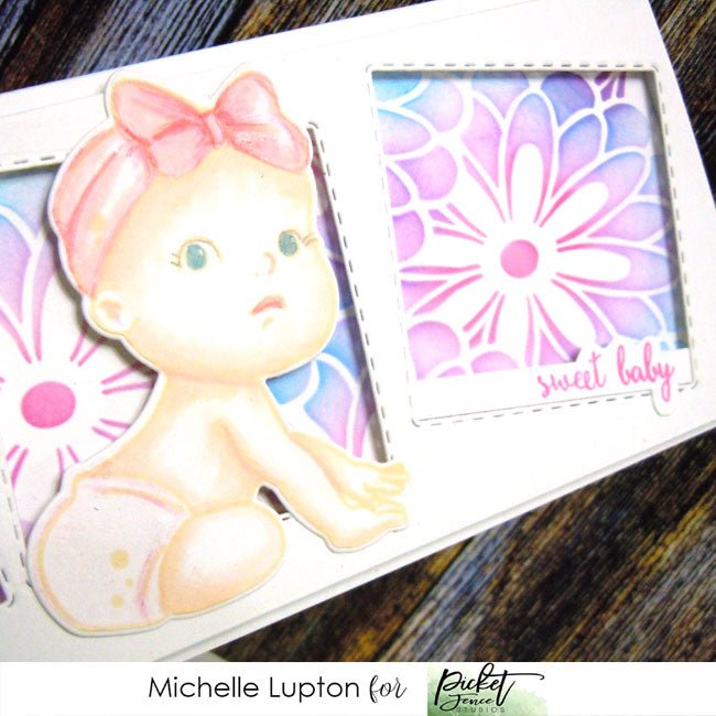 Slimline baby card - Picket Fence Studios
