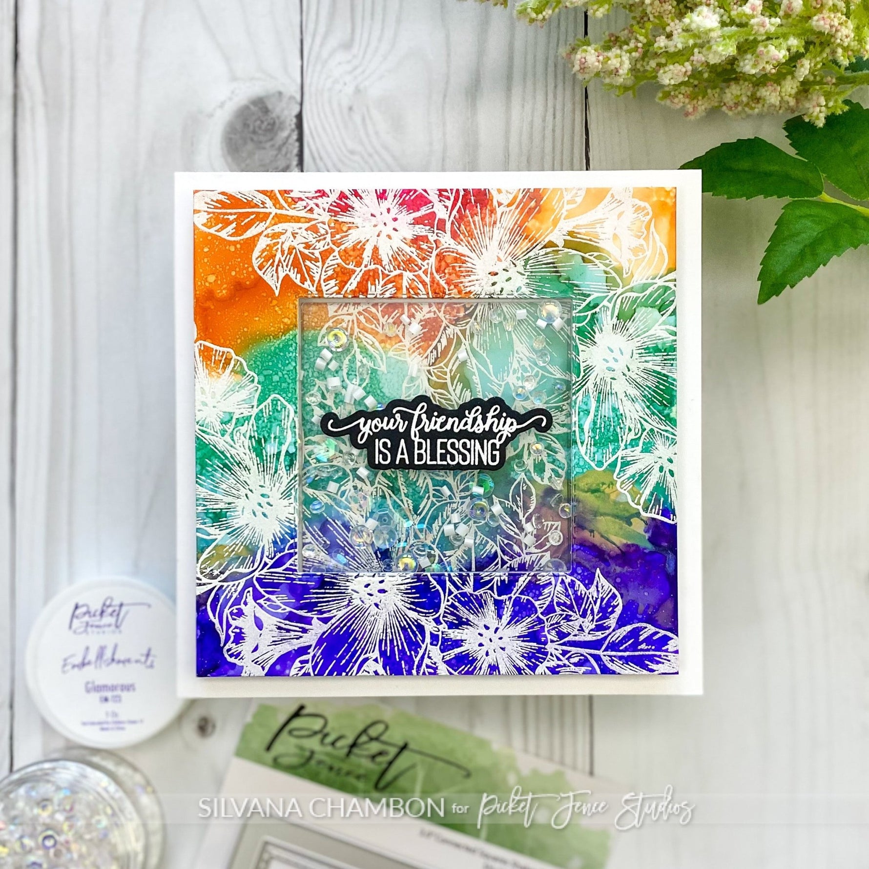 Square shaker card - Picket Fence Studios