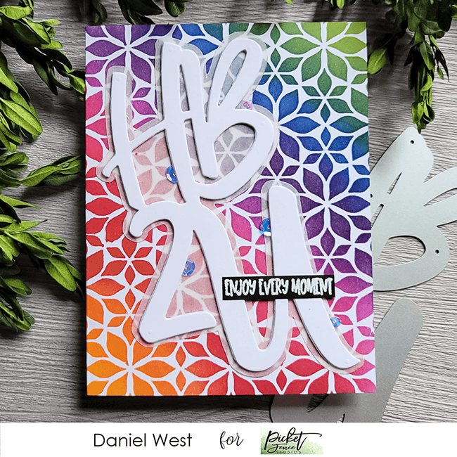 Video Post - Creating an Ink Blended Birthday Card with a Die Cut Focal Point - Picket Fence Studios