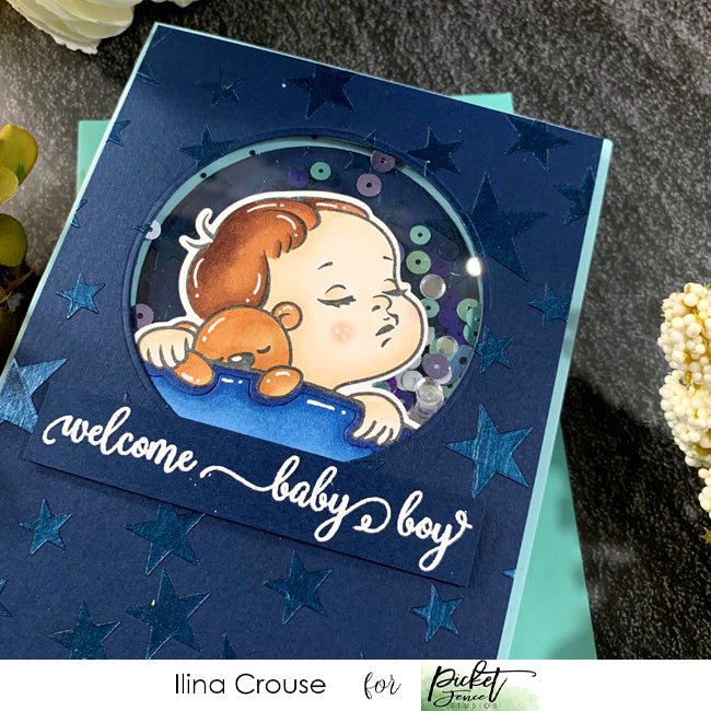 Welcome Baby with custom color paper glaze - Picket Fence Studios