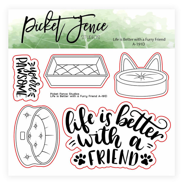 Life is Better with a Furry Friend Stamp and Coordinating Die Set