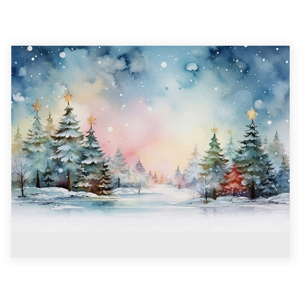 Fabulously Glossy A2 Card Fronts - Holiday Watercolor Evergreens