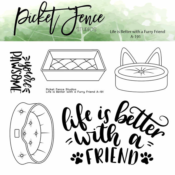 Life is Better with a Furry Friend Stamp and Coordinating Die Set