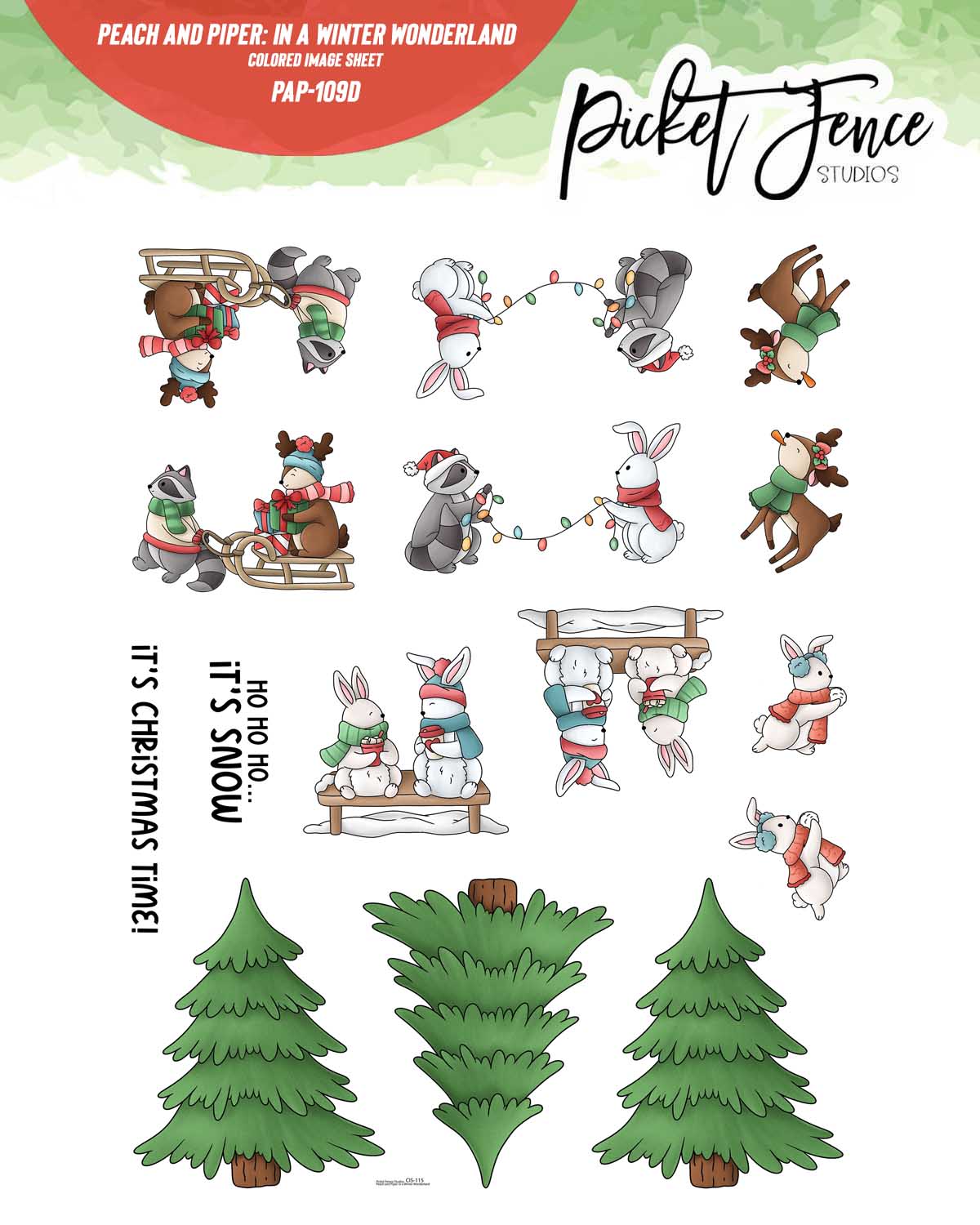 Peach and Piper: Winter Wonderland Colored Image Sheet (Choice A)