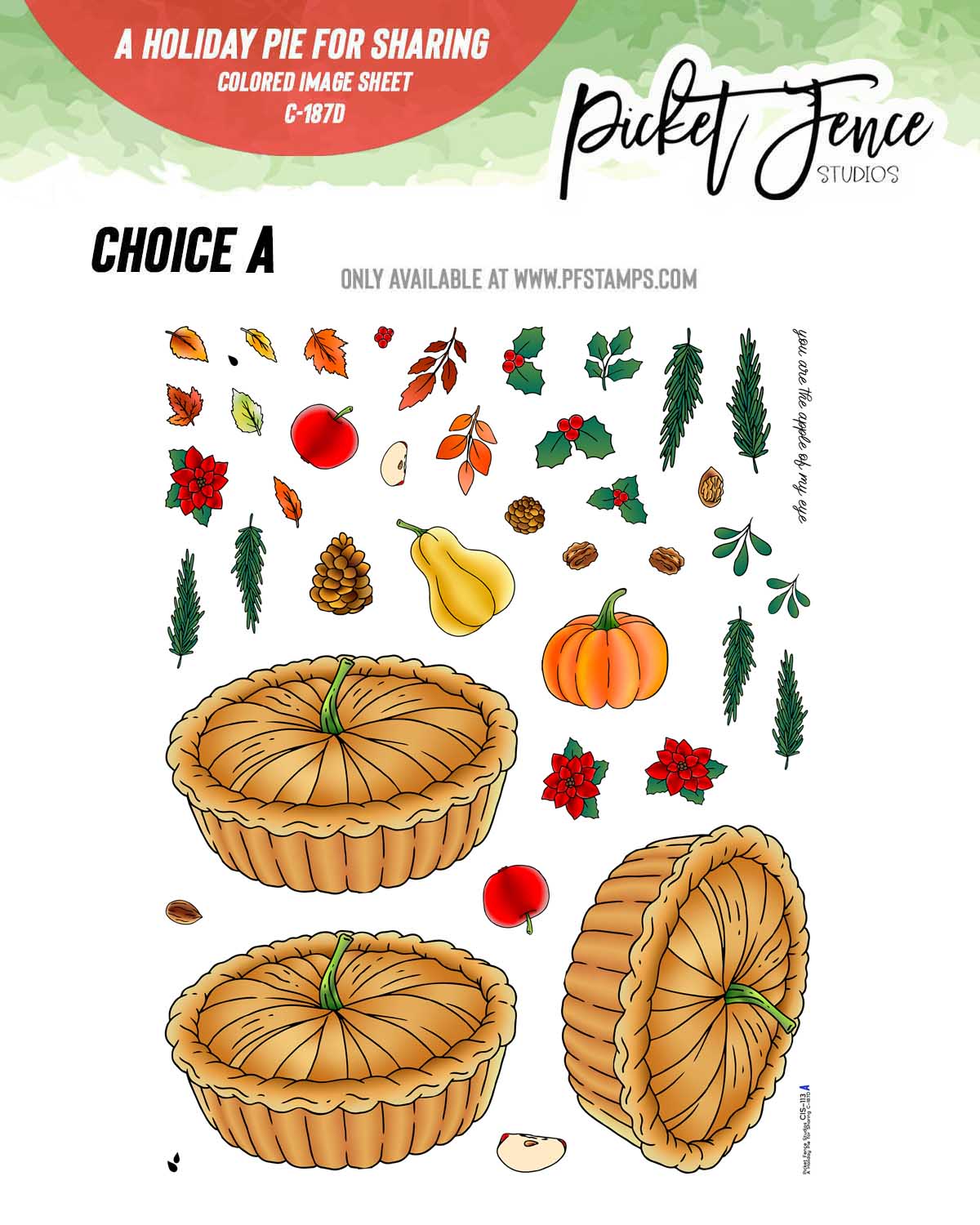 A Holiday Pie for Sharing Colored Image Sheet (Choice A)