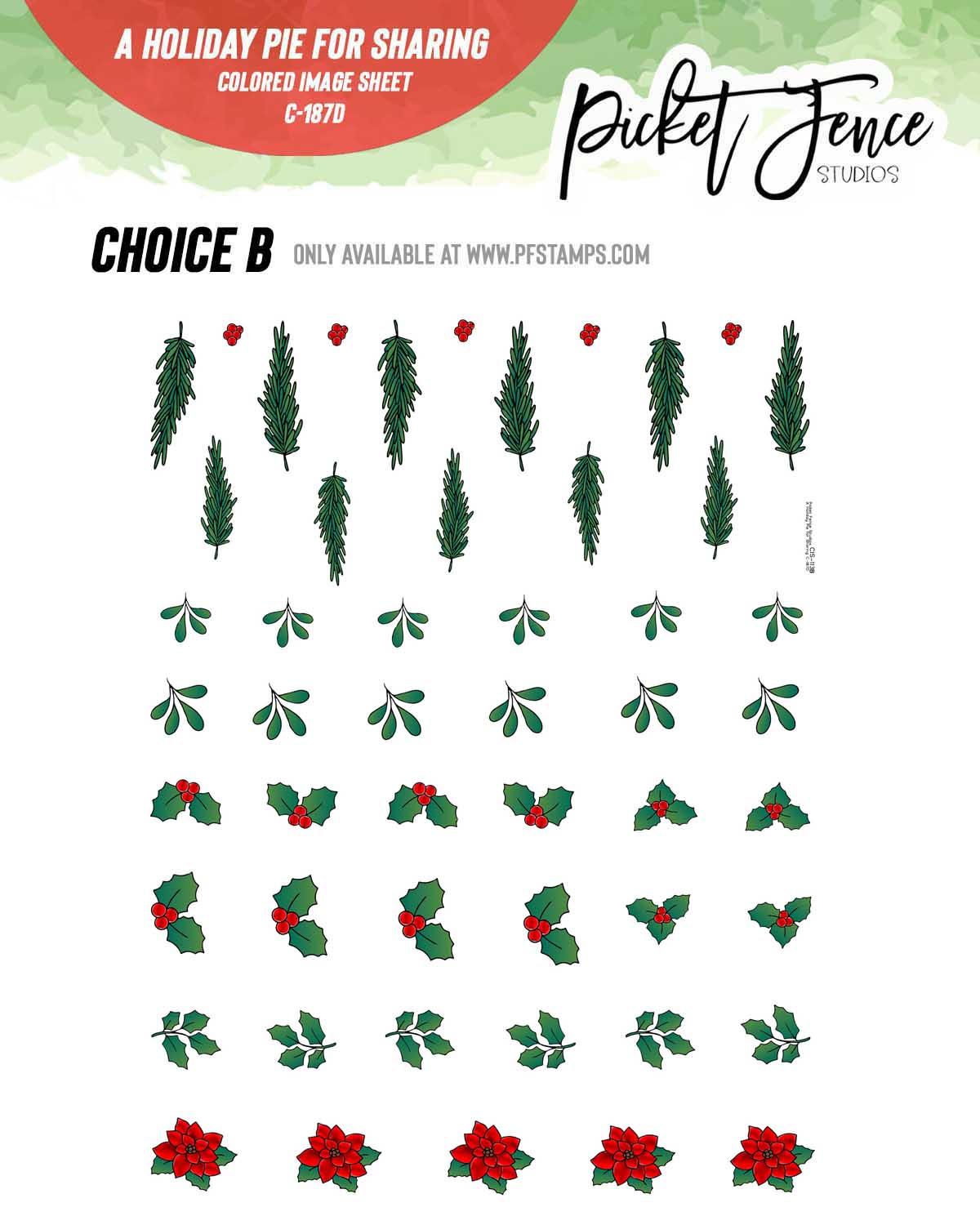 A Holiday Pie for Sharing Colored Image Sheet (Choice B)