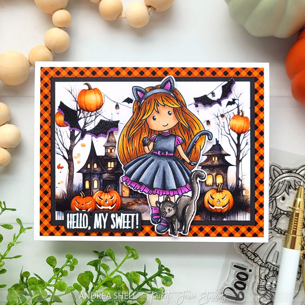 Fabulously Glossy A2 Card Fronts - Haunted Halloween Gingham