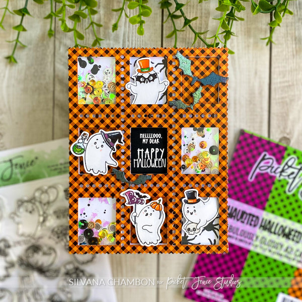 Fabulously Glossy Card Stock - Haunted Halloween Gingham