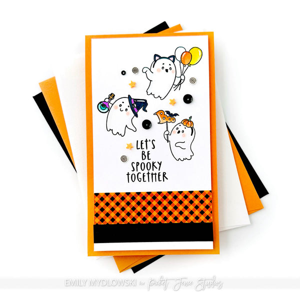 Fabulously Glossy A2 Card Fronts - Haunted Halloween Gingham