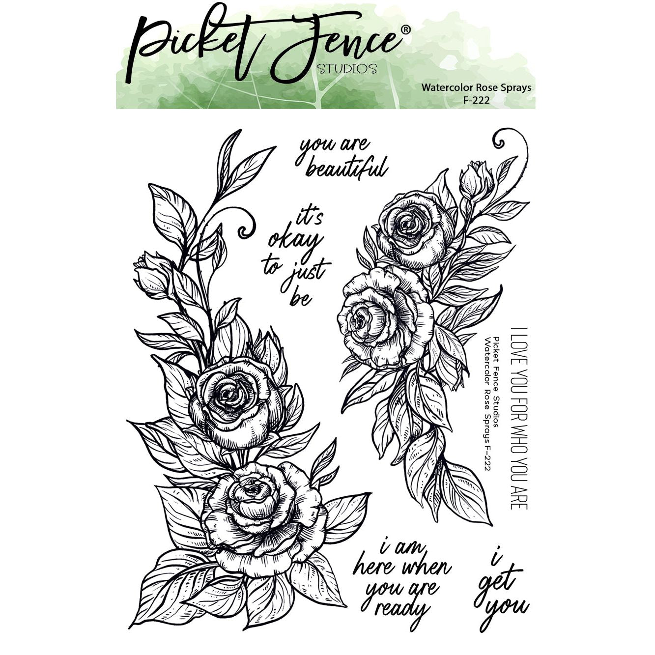 Watercolor Rose Sprays - Stamp and Coordinating Die Set with Colored Image Sheet