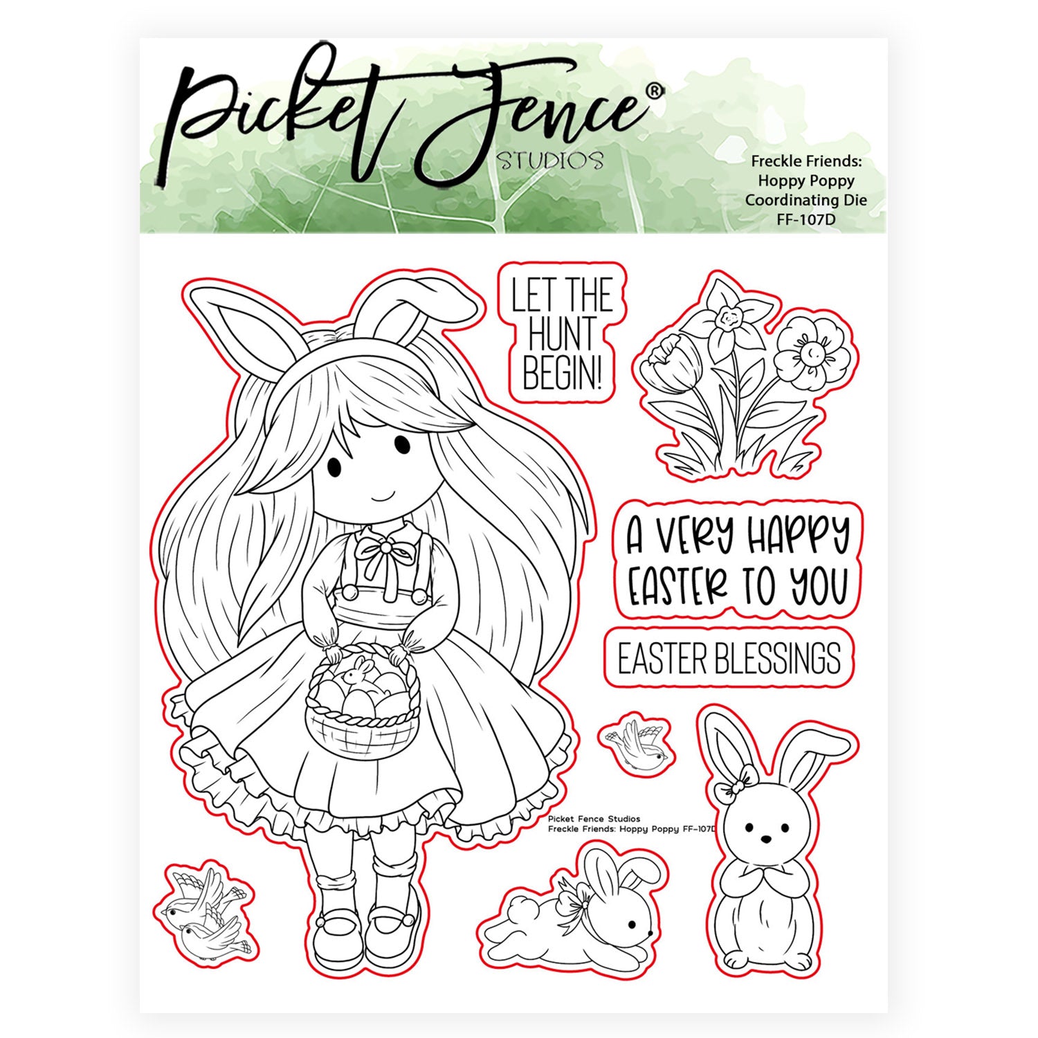 Special Bundle Offer: Freckle Friends: Hoppy Poppy Coordinating Die Set with Colored Image Sheets (Dark Skin)