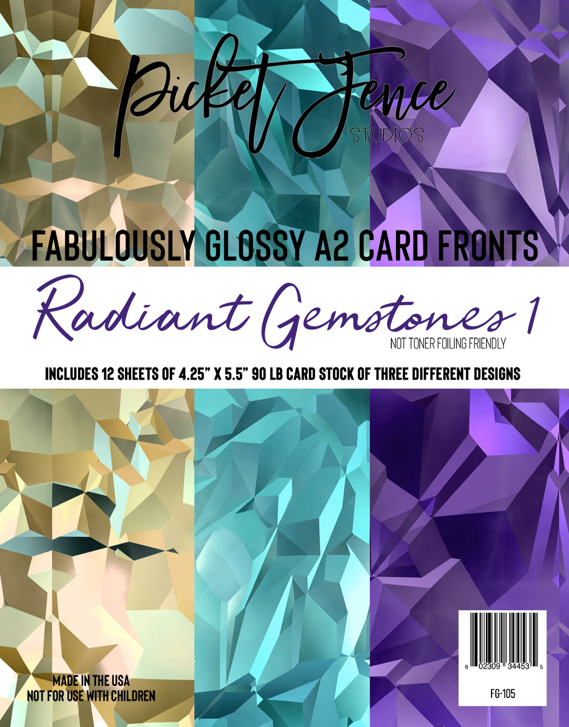 Fabulously A2 Glossy Card Fronts: Radiant Gemstones 1