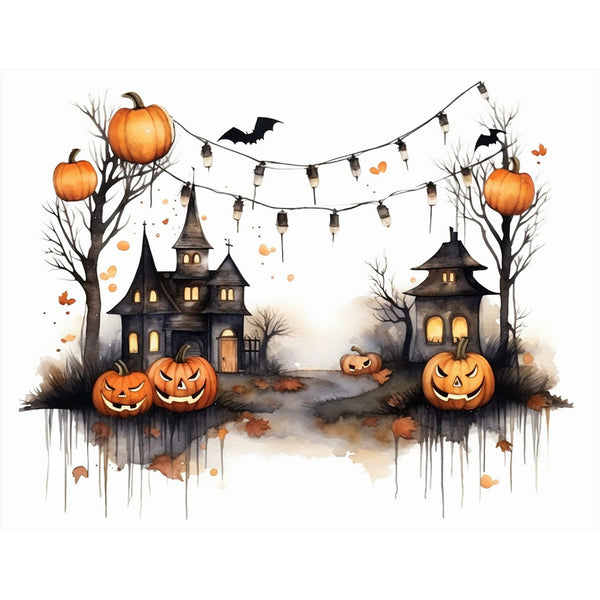 Fabulously Glossy A2 Card Fronts - Halloween Cottages