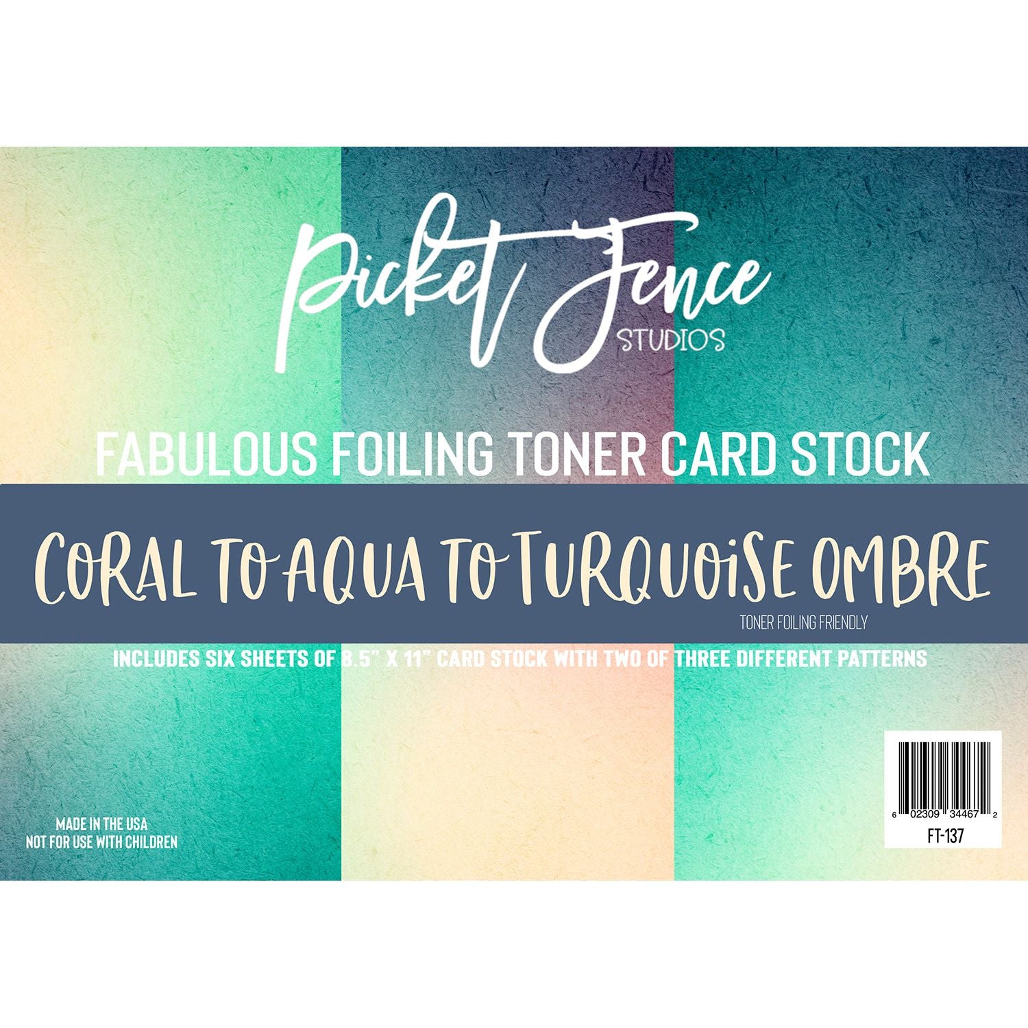 Fabulous Foiling Toner Card Stock - Coral to Aqua to Turquoise Ombre
