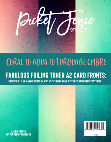 Fabulous Foiling Toner A2 Card Fronts - Coral to Aqua to Turquoise Ombre