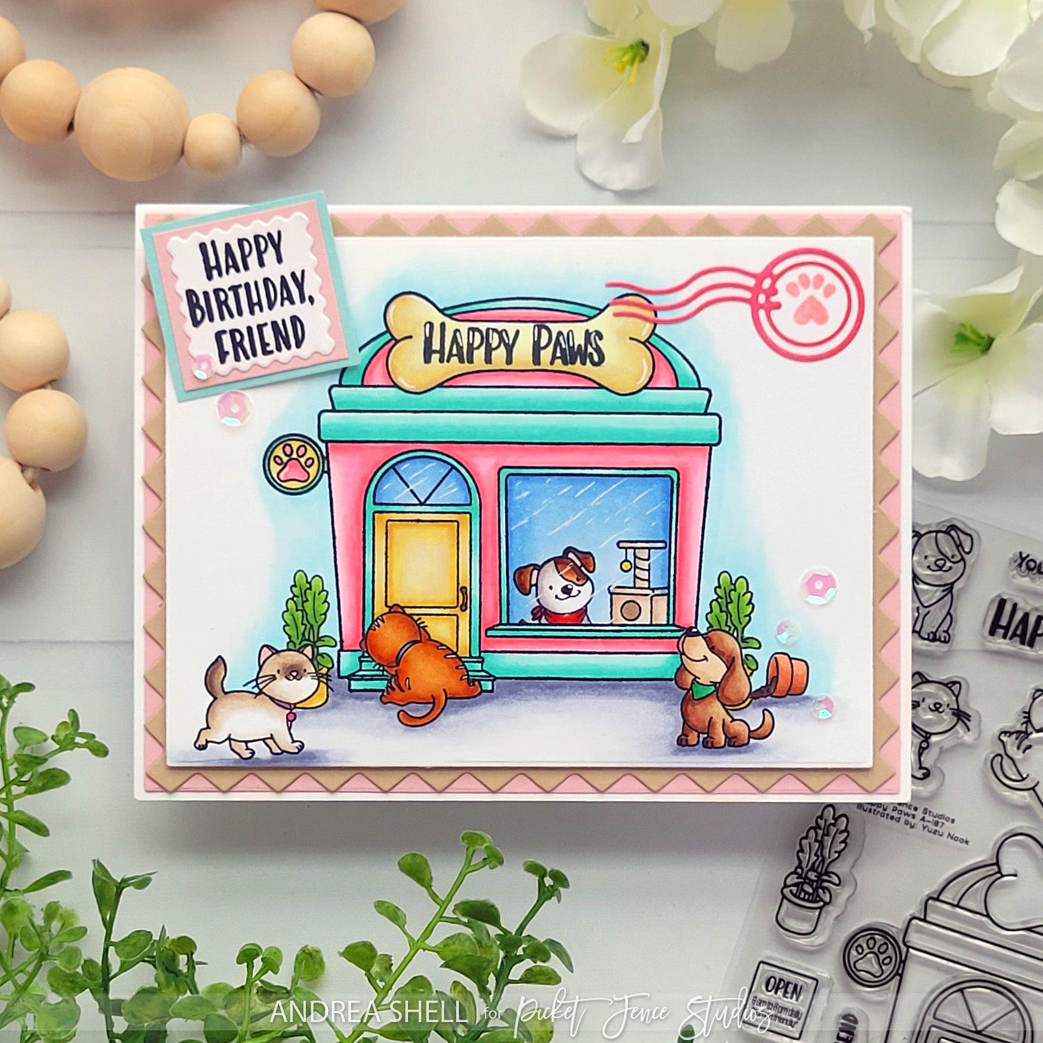 Perfect Card Making Kit: Pretty Pups and Kitties in the Window (Red)