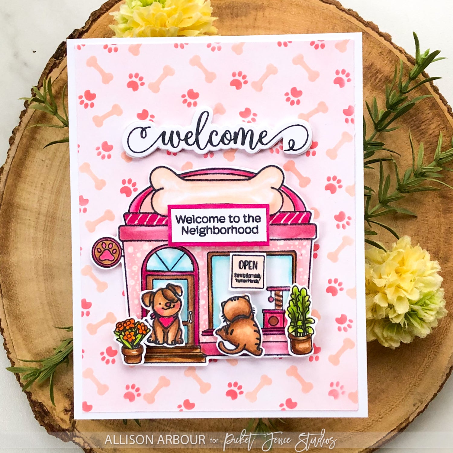 Perfect Card Making Kit: Pretty Pups and Kitties in the Window (Pink)