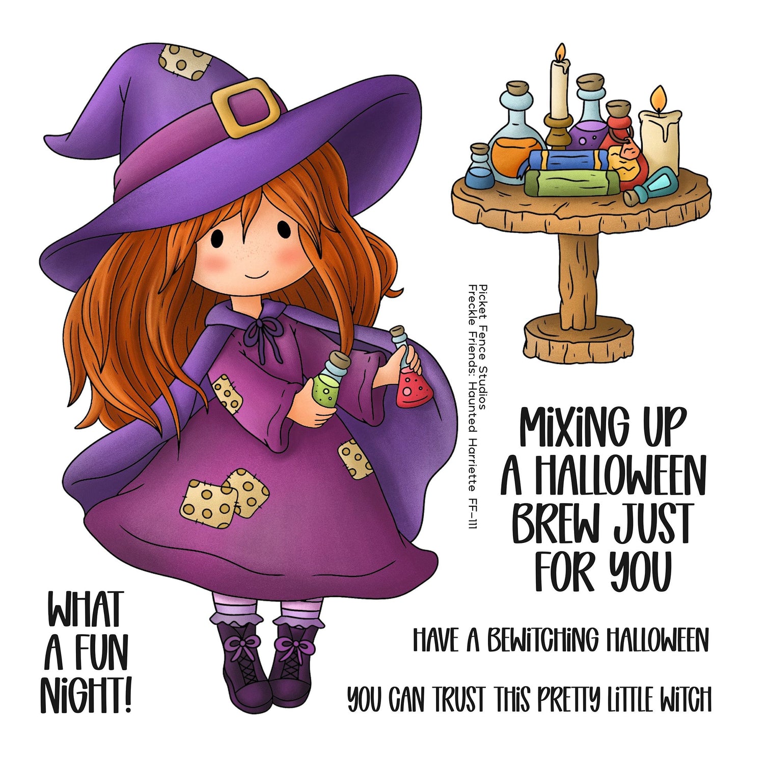 Colored Image Sheet - Freckle Friends: Haunted Harriette (Lighter Skin & Brown Hair)