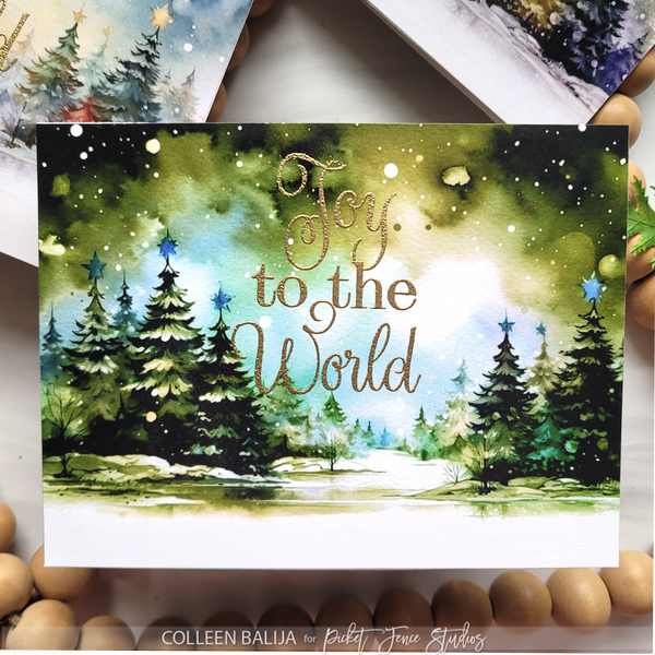 Fabulously Glossy A2 Card Fronts - Holiday Watercolor Evergreens