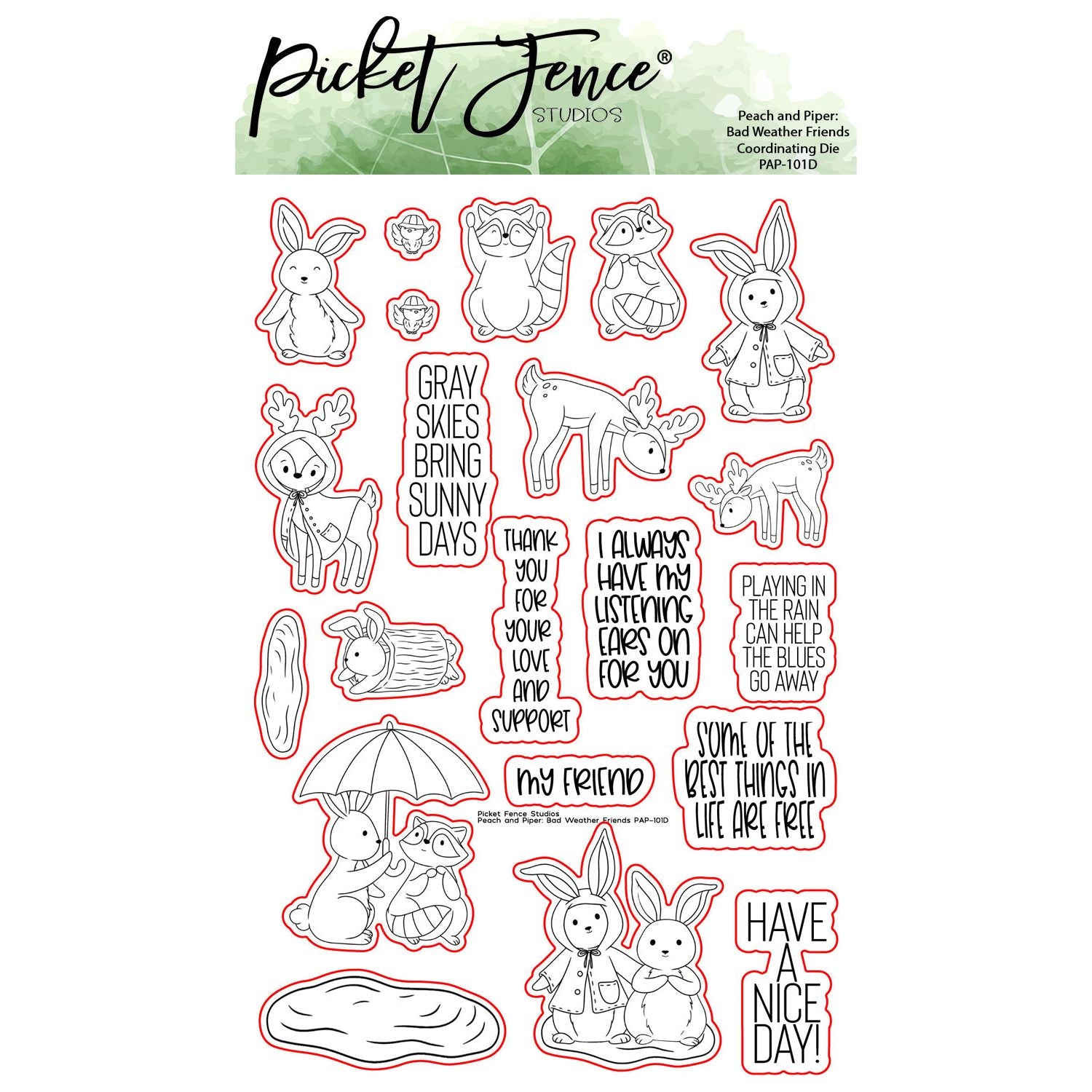 Peach and Piper: Bad Weather Friends with Coordinating Die Set