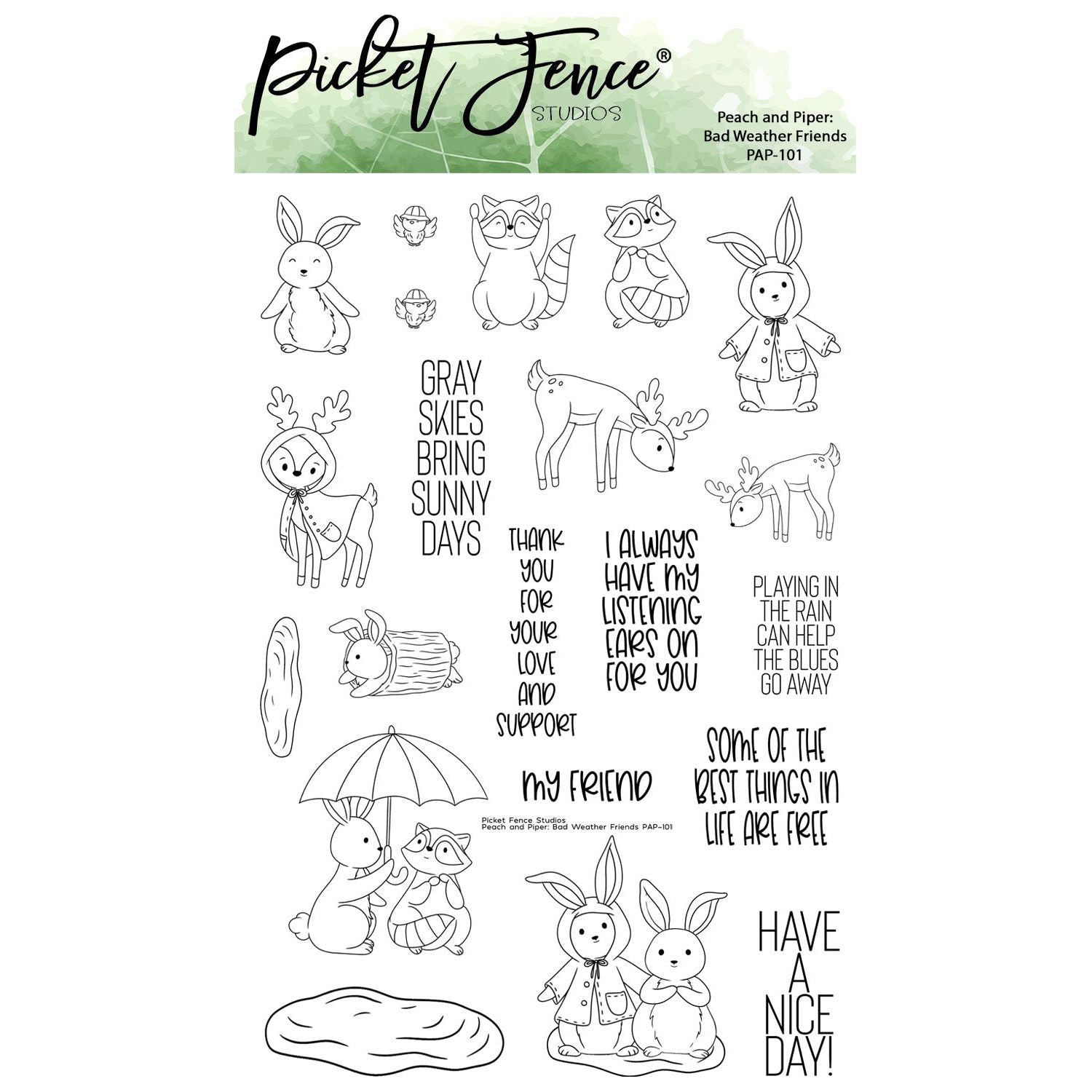 Peach and Piper: Bad Weather Friends with Coordinating Die Set