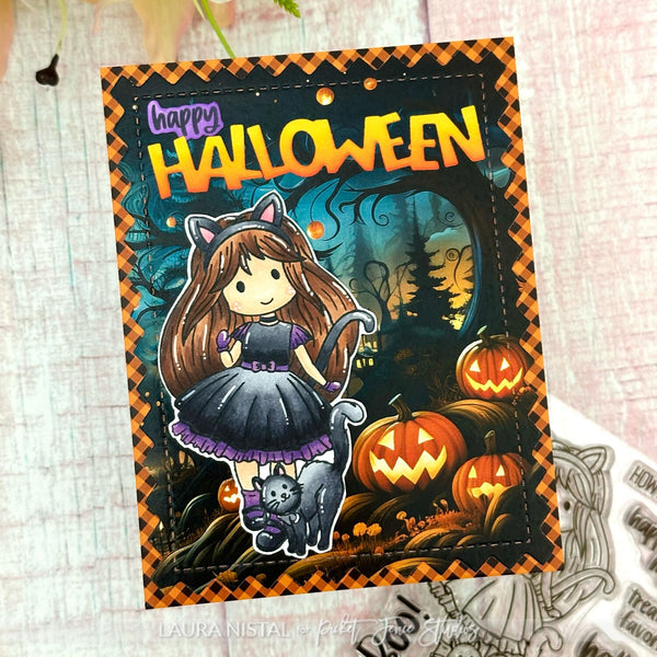 Fabulously Glossy A2 Card Fronts - Haunted Halloween Gingham