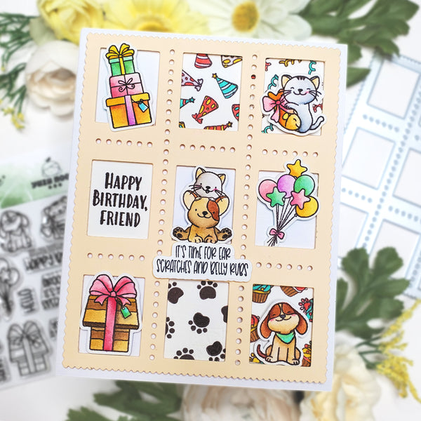 Happy Paws Stamp with Coordinating Die and Such a Party Animal Stamp and Coordinating Die (Yuzu Nook)